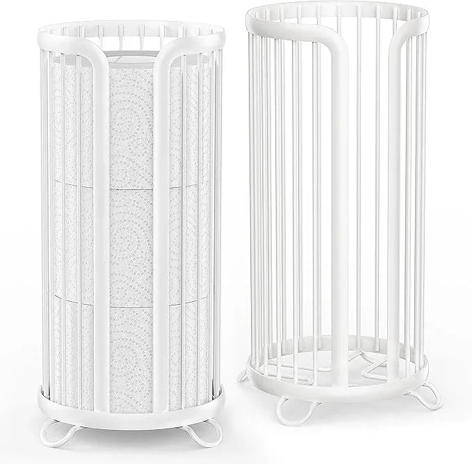 Toilet Paper Holder Stand, Freestanding Toilet Tissue Organizer, Minimalistic Storage Solution, Reserve Mega Rolls,Modern -2PACK White - ModernBath