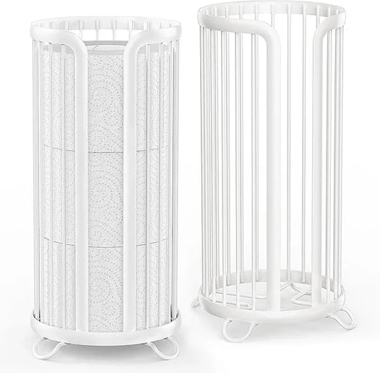 Toilet Paper Holder Stand, Freestanding Toilet Tissue Organizer, Minimalistic Storage Solution, Reserve Mega Rolls,Modern -2PACK White - ModernBath