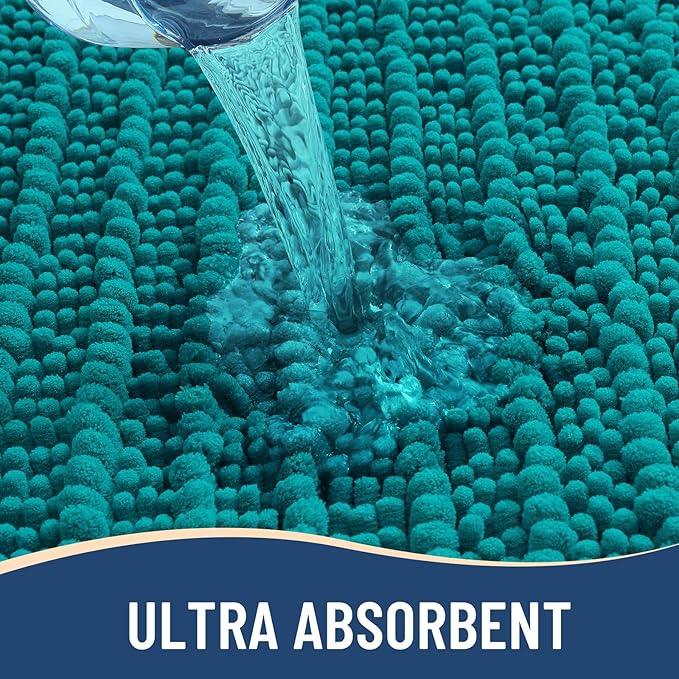 Arotive Luxury Chenille Bathroom Rug Mat, Extra Soft Thick Absorbent Shaggy Bath Rugs, Non-Slip Machine Wash Dry, Plush Bath Mats for Bathroom, Shower and Tub, 36x24, Lake Blue - ModernBath