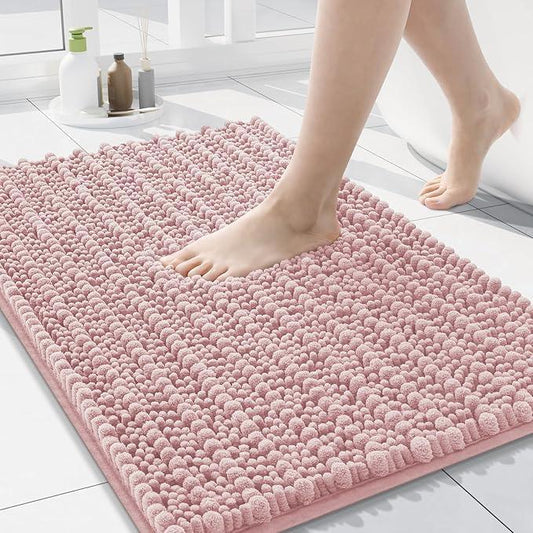 Arotive Luxury Chenille Bathroom Rug Mat, Extra Soft Thick Absorbent Shaggy Bath Rugs, Non-Slip Machine Wash Dry, Plush Bath Mats for Bathroom, Shower and Tub, 30x17, Dirty Pink - ModernBath