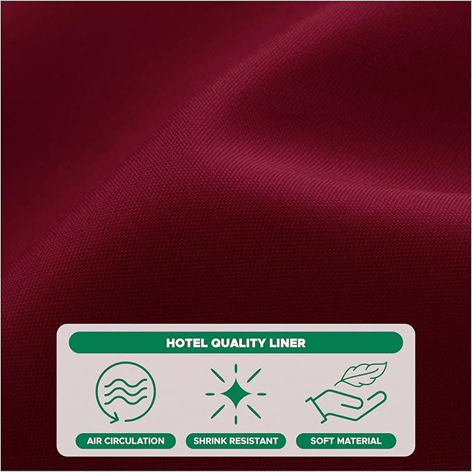 Biscaynebay Extra Long Fabric Shower Curtain Liners 72" Width by 84" Length, Burgundy Water Resistant Bathroom Curtains Rust Resistant Grommets Top Weighted Bottom Machine Washable - ModernBath