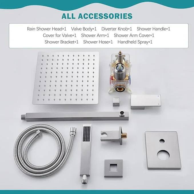 HoliSpa Brushed Nickel Shower System, Shower Faucet Set with 10-Inch Rain Showerhead and Handheld Spray, Wall Mounted High-Pressure Showerhead Combo Set Included Valve and Trim, Brushed Nickel - ModernBath