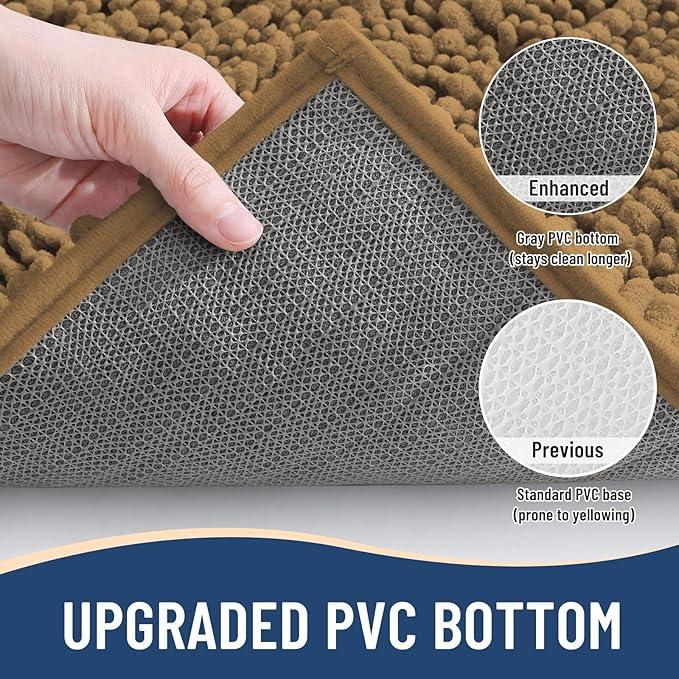 Arotive Luxury Chenille Bathroom Rug Mat, Extra Soft Thick Absorbent Shaggy Bath Rugs, Non-Slip Machine Wash Dry, Plush Bath Mats for Bathroom, Shower and Tub, 47x24, Ochre - ModernBath