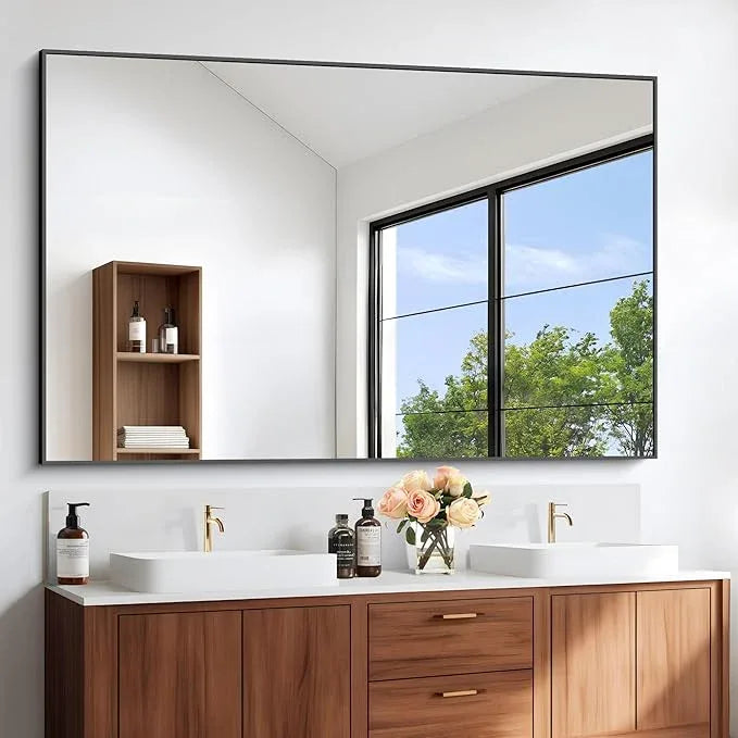 DESBING Black Bathroom Mirror for Wall, 60x36 Inch Rectangle Mirrors with Metal Frame, Modern Vanity Wall Mirror Decor for Entryway Hangs, Bathroom Living Room Horizontal or Vertical - ModernBath
