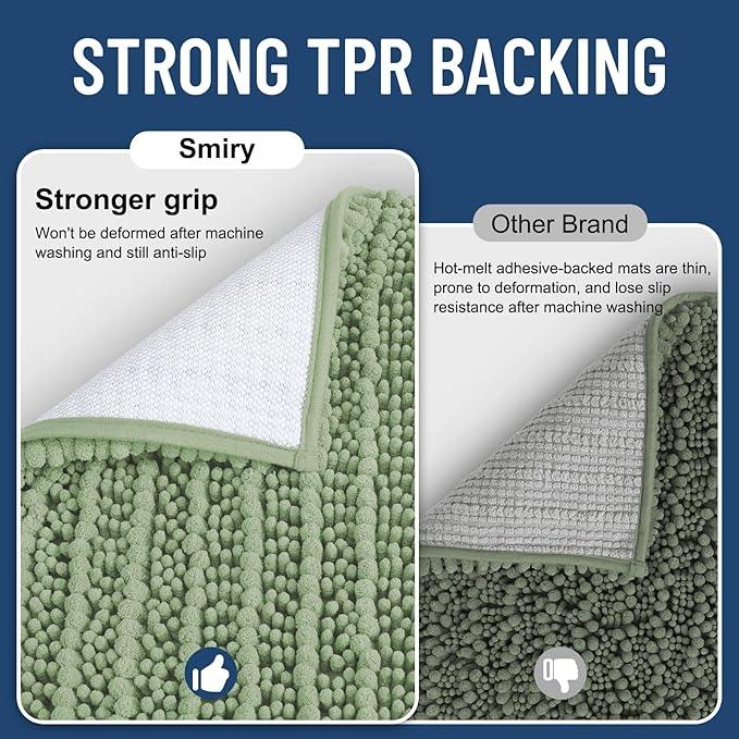 Smiry Bathroom Rugs Mat 47x20, Extra Soft Absorbent Chenille Bath Rugs, Non Slip Rubber Backing Machine Washable Quick Dry Bath Mats for Bathroom Floor, Tub, Shower, Home Decor Accessories, Sage Green - ModernBath