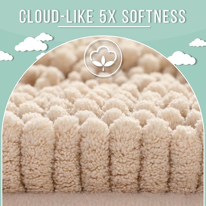 Yimobra Bathroom Rug Mat 47 x 24, Non Slip and Super Absorbent Bath Mat,Machine Washable Quick Dry,Ultra Plush Chenille Shower Rugs for Bathroom Floor Sink Tub and Shower Outside, Beige - ModernBath