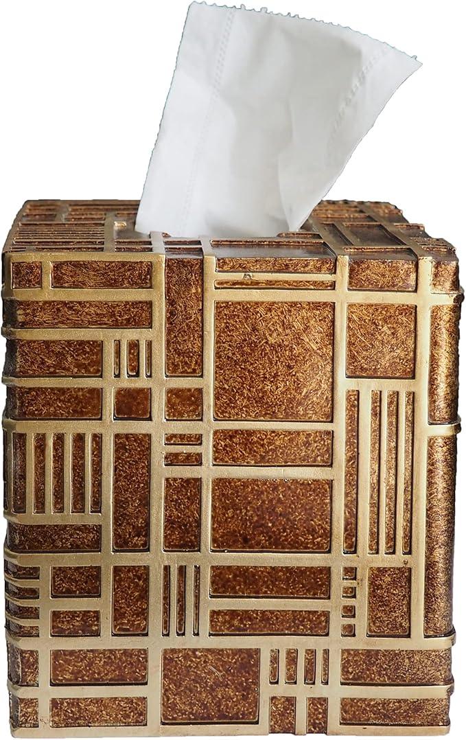 Hymmah Modern Square Tissue Box Cover Holder,Bathroom Accessories Decor Unique Design Tissue Box Cover for Bathroom Vanity Counter Tops Also Great for Bedrooms and Living Rooms - ModernBath