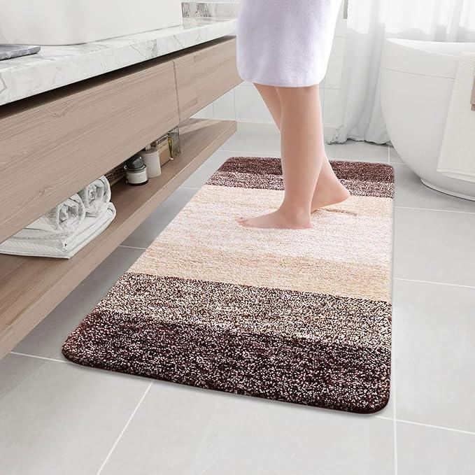 Arotive Microfiber Bathroom Rugs, Shaggy Soft and Absorbent Bath Rug, Non-Slip, Thick Plush Machine Washable Dry Bath Mats for Bathroom, Tub and Shower, 40x32, Brown, Rectangular - ModernBath