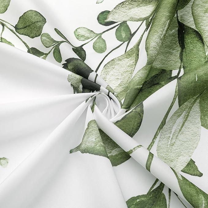 Gibelle Long Shower Curtain 72 x 78, Tall Olive Green Floral Shower Curtain for Bathroom, Watercolor Plant Eucalyptus Leaves Fabric Shower Curtain Set - ModernBath