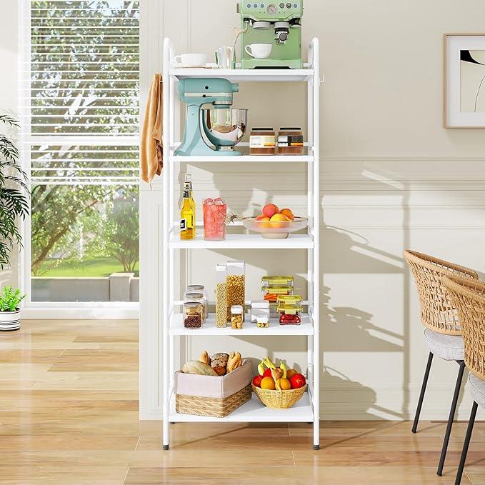 HDANI Storage Shelves,5-Tier Metal Storage Rack with Shelf,Shelf Organizer,Garage Standing Shelving Unit for Laundry,Bathroom,Kitchen,Pantry, Closet,23.6''W X 13.8''D X 63''H,White - ModernBath