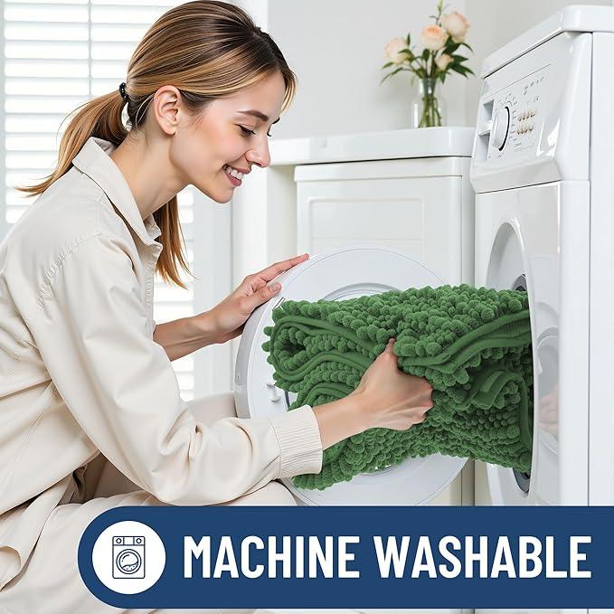 Smiry Bathroom Rugs Mat 36x24, Extra Soft Absorbent Chenille Bath Rugs, Non Slip Rubber Backing Machine Washable Quick Dry Bath Mats for Bathroom Floor, Tub, Shower, Home Accessories, Olive Green - ModernBath