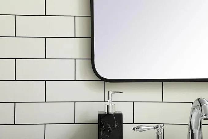 ARS Concepts Aura, Soft Corner Metal Rectangular Mirror 24X32 Inch in Black, Modern, Black - ModernBath