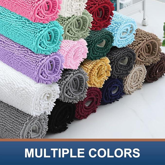 Smiry Luxury Chenille Bathroom Rugs 59x24, Extra Soft and Absorbent Shaggy Bath Mat, Machine Washable, Non-Slip Plush Carpet Runner for Tub, Shower, and Floor, Home Decor Accessories, Sky Blue - ModernBath