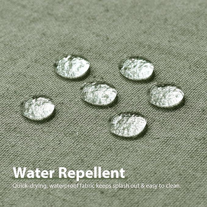 Jowels Sage Green Linenn Shower Curtain, Boho Farmhouse Shower Curtain Set for Bathroom, 200GSM Luxury Weighted Water Resistant Fabric Textured Shower Curtains with 12 Metal Hooks, 72Wx84H - ModernBath