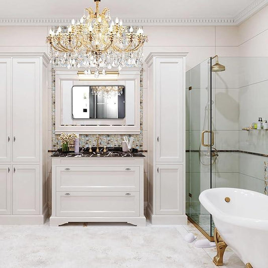 Minuover Wall Mount Mirror for Bathroom, Brushed Black Metal Framed Large Rounded Corner Rectangular Vanity Mirror, Tempered Glass (30" x 55", Black) - ModernBath