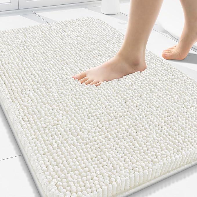 Arotive Bathroom Rugs 30x20, Extra Soft Absorbent Shaggy Chenille Bath Rugs, Machine Washable Rubber Backing Non-Slip Bath Mats for Bathroom Floor Tub and Shower, Home Decor Accessories, Ivory - ModernBath