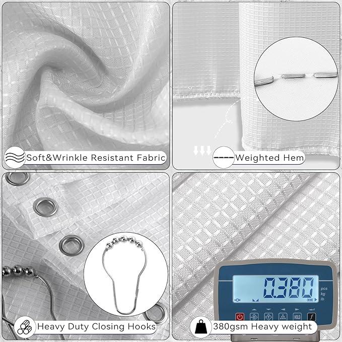 XLHOMO Bathroom Sets with Shower Curtain and Rugs, 27PCS White Bathroom Accessories Set with Trash Can, White Shower Curtain Set, No Slip Super Absorbent Bathroom Rugs - ModernBath