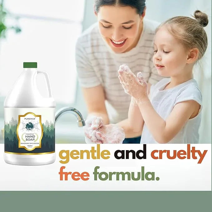 Puremax Foaming Hand Soap Refills | Mahogany Birchwood | Gentle, Moisturizing | All-Natural | Made in USA | 128 Fl Oz (1 Gallon) | - ModernBath