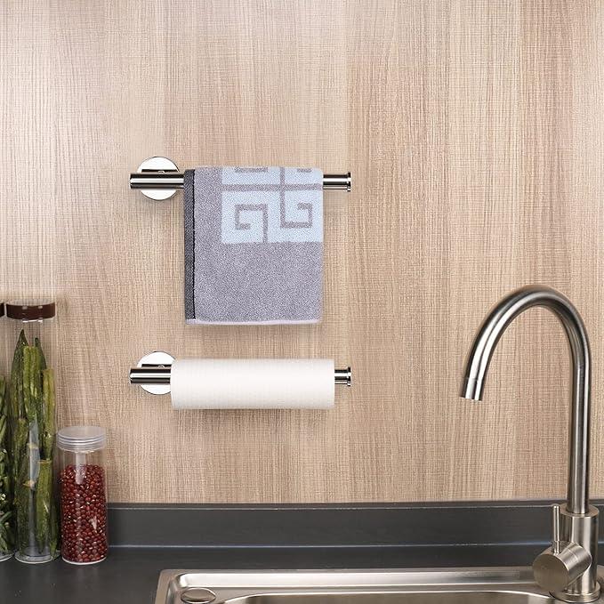 NearMoon Hand Towel Holder/Towel Ring, Thicken Stainless Steel Hand Towel Bar for Bathroom, Rustproof Wall Mounted Towel Rack, Contemporary Style Bath Accessories, 9 Inch (2 Pack, Chrome Finish) - ModernBath