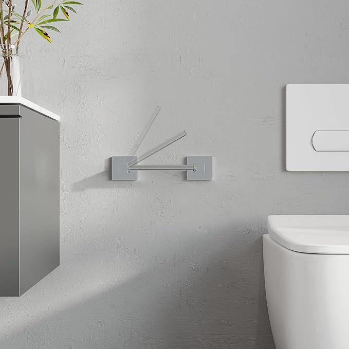 Ruacq Chrome Toilet Paper Holder Towel Ring Bathroom Accessories Hardware Set Double Post Pivoting Toilet Roll Holder Square Stainless Steel and Zinc Alloy Modern Wall Mounted 2 Pieces - ModernBath