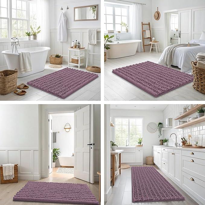 Smiry Bathroom Rugs Mat 36x24, Extra Soft Absorbent Chenille Bath Rugs, Non Slip Rubber Backing Machine Washable Quick Dry Bath Mats for Bathroom Floor, Tub, Shower, Home Decor Accessories, Deep Plum - ModernBath