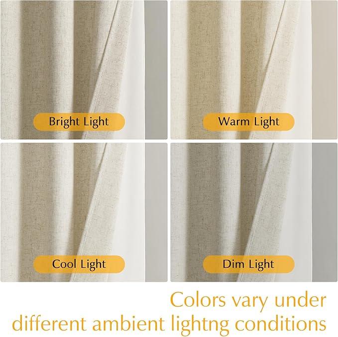 Jowels No Hooks Needed Linen Shower Curtain and Liner Set, Hotel Luxury Decor Shower Curtains for Bathroom with See Through Top Window,Water Resistant Fabric,72Wx75L,Natural Linen - ModernBath