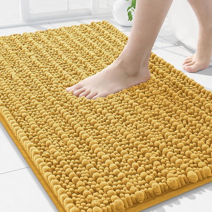 Arotive Luxury Chenille Bathroom Rug Mat, Extra Soft Thick Absorbent Shaggy Bath Rugs, Non-Slip Machine Wash Dry, Plush Bath Mats for Bathroom, Shower and Tub, 30x20, Golden Yellow - ModernBath