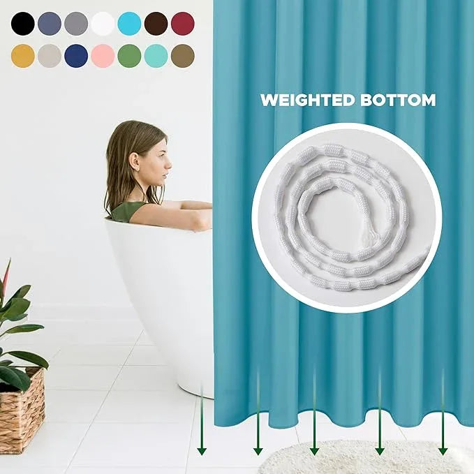 Biscaynebay Quality Fabric Shower Curtain Liners 72 Inch by 72 Inch, Blue Water Resistant Bathroom Curtains Rust Resistant Grommets & Weighted Bottom Hem Machine Washable - ModernBath