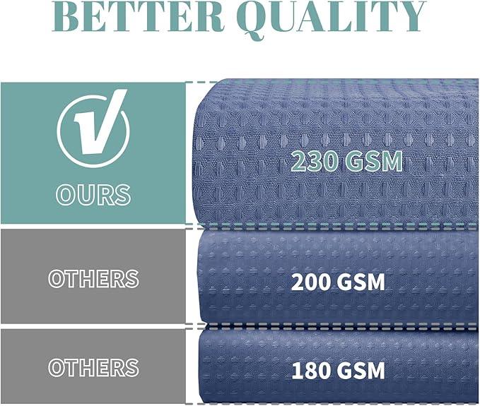 eachope MoonLightBlue No Hook Waffle Weave Shower Curtain with snap-in Liner Replacement, 230GSM Waterproof Fabric Hotel Shower Curtain Set for Bathroom, Through Mesh Top Window,54Wx80H - ModernBath