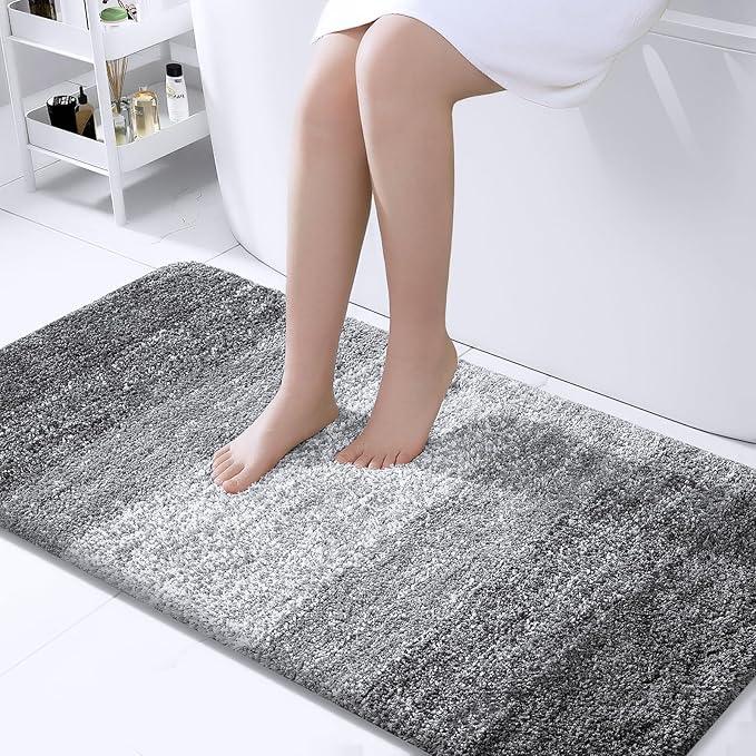 OLANLY Bathroom Runner Rugs 44x24, Extra Soft Absorbent Microfiber Bath Rugs, Rubber Backing, Quick Dry, Machine Washable Bath Mats for Bathroom Floor, Tub and Shower, Home Decor Accessories, Grey - ModernBath