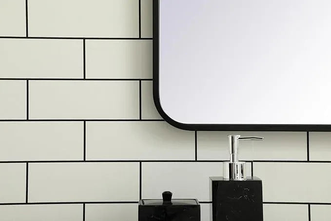 ARS Concepts Aura, Soft Corner Metal Rectangular Mirror 30X36 Inch in, Modern, Black - ModernBath