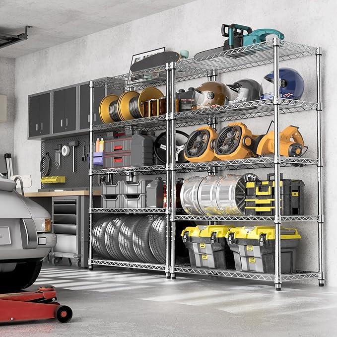 1750 LBS Storage Shelves 5-Tier Utility Shelving Unit Steel Organizer Wire Rack for Home,Kitchen,Office,Garage, Capacity 17.7" D x 47.2" W x 72.3" H | Organizer Wire Rack, for Home, Kitchen, Office, Garage, 1750 LBS Capacity - ModernBath
