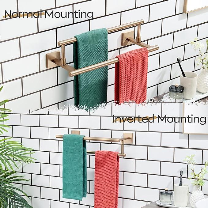 KOKOSIRI Hand Towel Bar 16-Inch Towel Holder Bathroom Rack for Bath Cabinet Towel Rails Champagne Bronze Stainless Steel B5009CPG-L16 - ModernBath