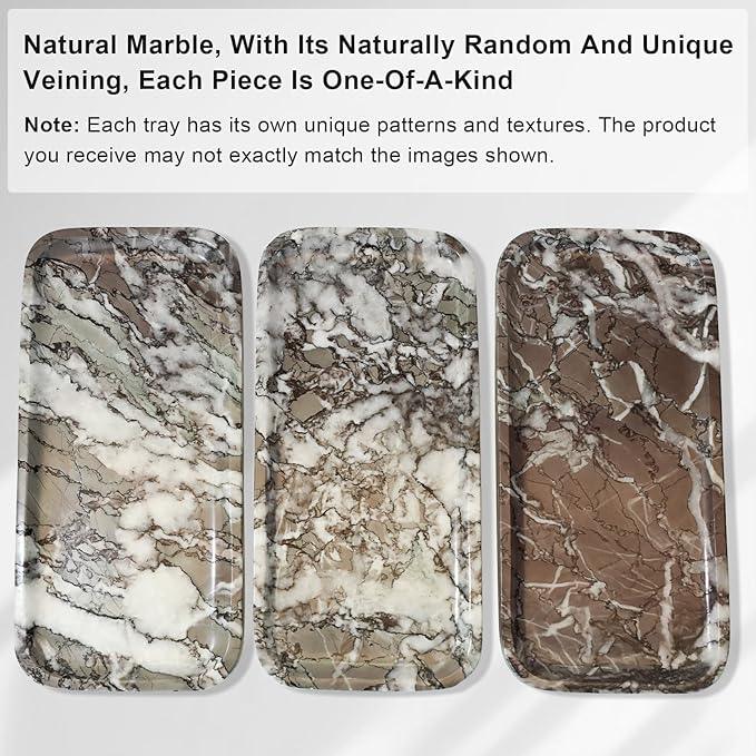 SWRONP Marble Tray for Kitchen Counter,Stone Tray for Bathroom Countertop,Coffee Table,Vanity Decor Trays,Small Dresser Storage for Perfumes,Candles,Jewelry(Violet) - ModernBath