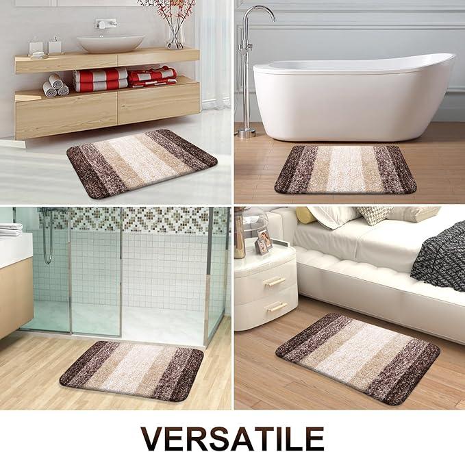 OLANLY Bathroom Runner Rugs 47x17, Extra Soft Absorbent Microfiber Bath Rugs, Rubber Backing, Quick Dry, Machine Washable Bath Mats for Bathroom Floor, Tub and Shower, Home Decor Accessories, Brown - ModernBath