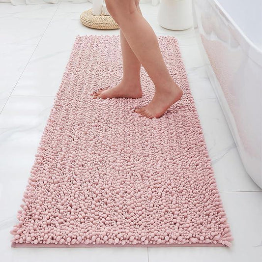 ILANGO Bathroom Rugs Pink 60x24,Extra Soft Absorbent Chenille Bath Rugs,Thick Non-Slip Shaggy Bath Mat,Machine Washable Quick Dry Shaggy Bath Mats for Bathroom Runner Floor, Tub, Shower Accessories - ModernBath