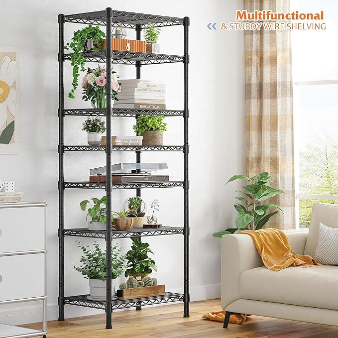 REIBII 7-Tier Metal Shelving Unit, 71’’H x 18’’W x 18’’D, 1176 LBS Weight Capacity, Adjustable Garage Shelving for Storage, Heavy Duty Shelves for Kitchen, Living Room, Bathroom etc. - ModernBath
