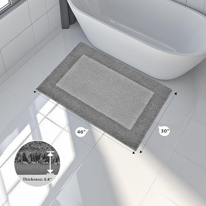 anllugs Bathroom Rugs 30" x 46", Non-Slip Extra Soft Absorbent Bath Rugs, Machine Washable Quick Dry Bath Mats for Bathroom Floor, Shower, Bathtub and Sink, Grey & Dark Grey - ModernBath