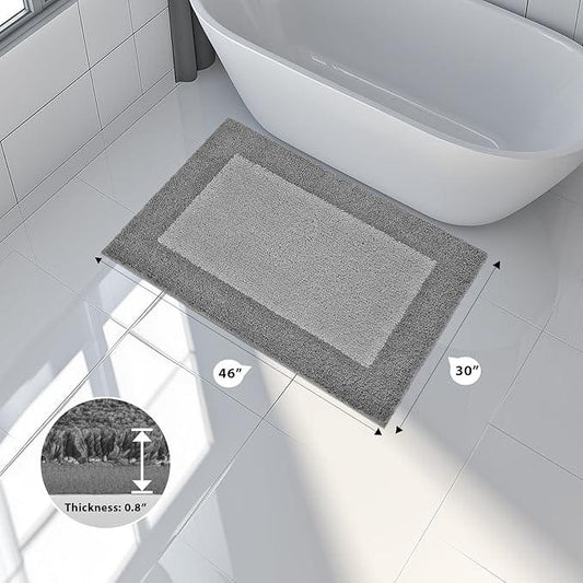 anllugs Bathroom Rugs 30" x 46", Non-Slip Extra Soft Absorbent Bath Rugs, Machine Washable Quick Dry Bath Mats for Bathroom Floor, Shower, Bathtub and Sink, Grey & Dark Grey - ModernBath