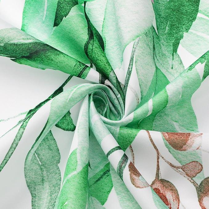 Gibelle Emerald Green Eucalyptus Shower Curtain, Watercolor Plant Leaves with Floral Bathroom Shower Curtain Set, 72x72 - ModernBath