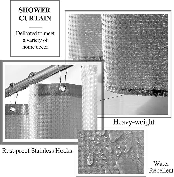 21 Pcs Bathroom Accessory Set with Waterproof Shower Curtain and Non Slip Mat,Resin Bath Set with Toothbrush Holder and Lotion Soap Dispenser,Bathroom Countertop Organizer Set for Home Apartment - ModernBath