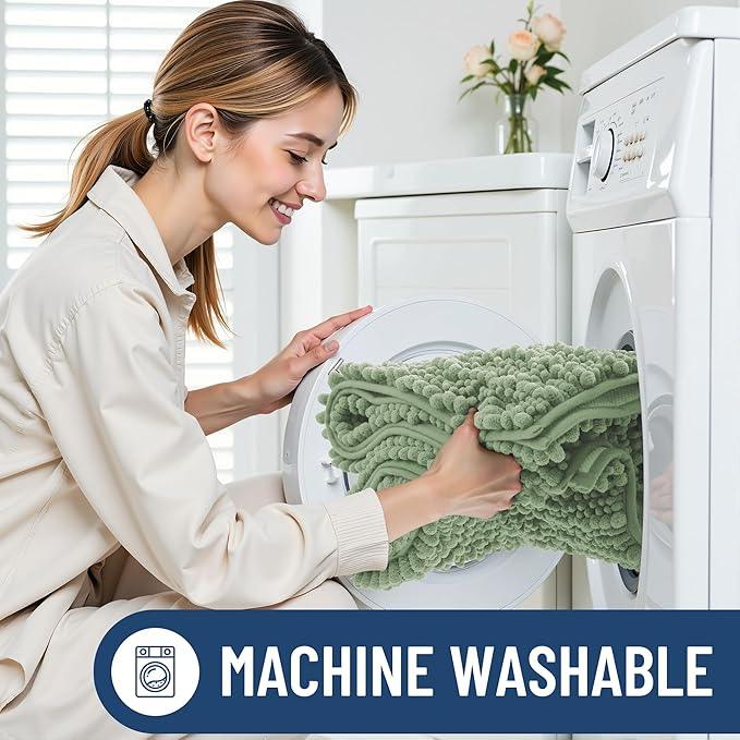 Smiry Bathroom Rugs Mat 59x24, Extra Soft Absorbent Chenille Bath Rugs, Non Slip Rubber Backing Machine Washable Quick Dry Bath Mats for Bathroom Floor, Tub, Shower, Home Decor Accessories, Sage Green - ModernBath
