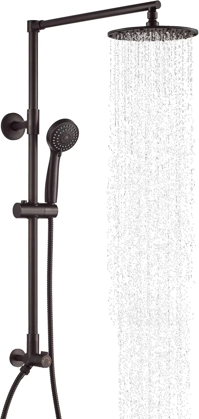 Fennocasa Polaris 3 Retrofit Rain Shower System, 3-Setting Handheld Shower Combo with Slide Bar, 8" Low Profile Shower Head (2.5 GPM Oil-Rubbed Bronze) - ModernBath