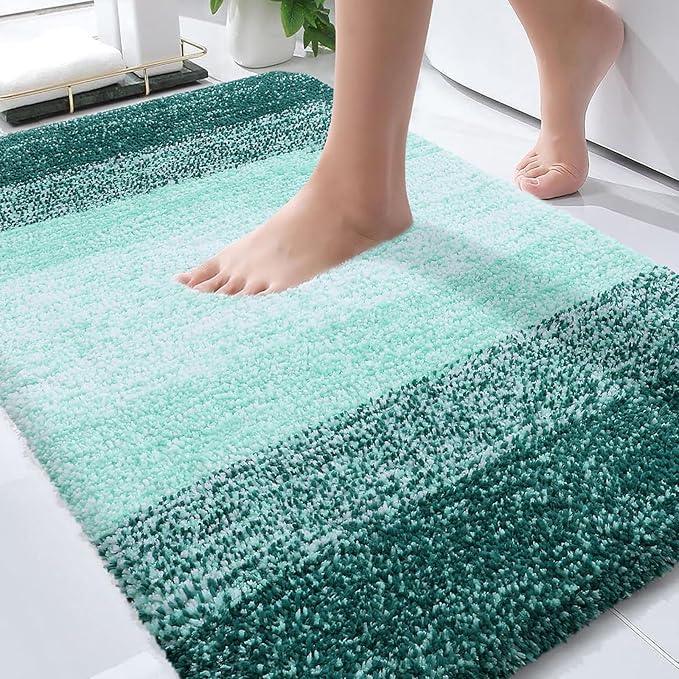 OLANLY Bathroom Rugs Mat 36x24, Extra Soft Absorbent Microfiber Bath Rugs, Rubber Backing, Quick Dry, Washable Bath Mats for Bathroom Floor, Tub and Shower, Home Decor Accessories, Blackish Green - ModernBath