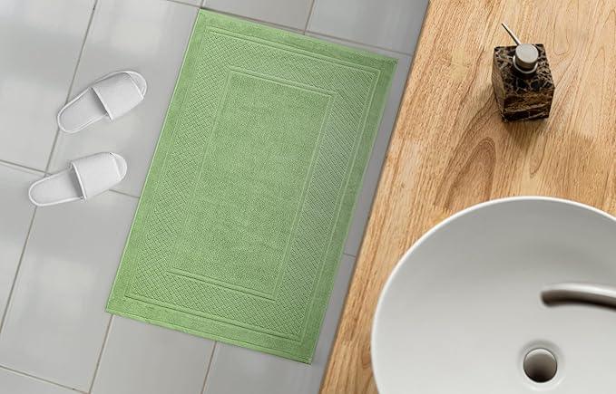 Avalon Towels Sage Green Bath Mat - 100% Cotton Set of 2 Absorbent Bathmat - Bathroom Mats Quick Dry Bath Mats for Bathrooms (22x34 Inches) - ModernBath