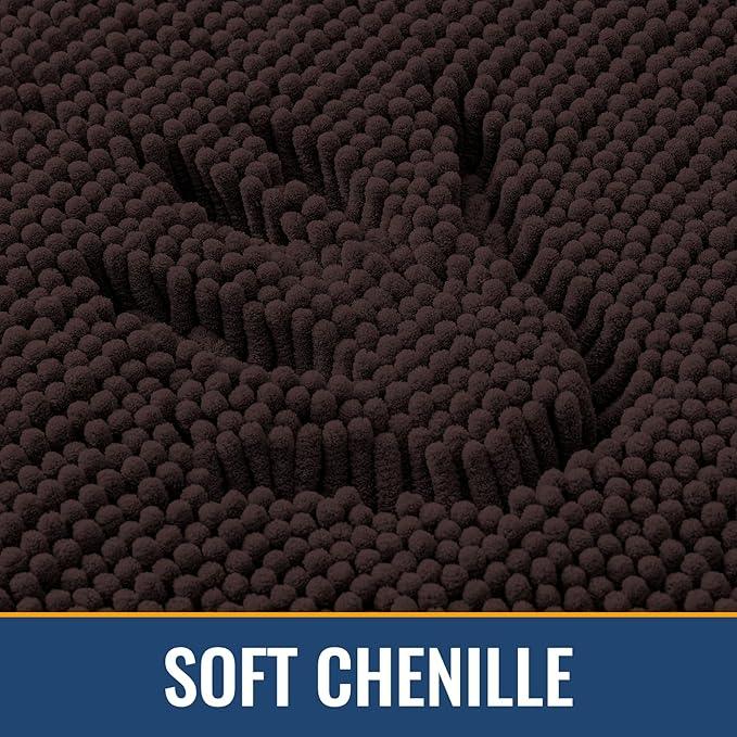Arotive Bathroom Rugs 30x20, Extra Soft Absorbent Shaggy Chenille Bath Rugs, Machine Washable Rubber Backing Non-Slip Bath Mats for Bathroom Floor Tub and Shower, Home Decor Accessories, Brown - ModernBath