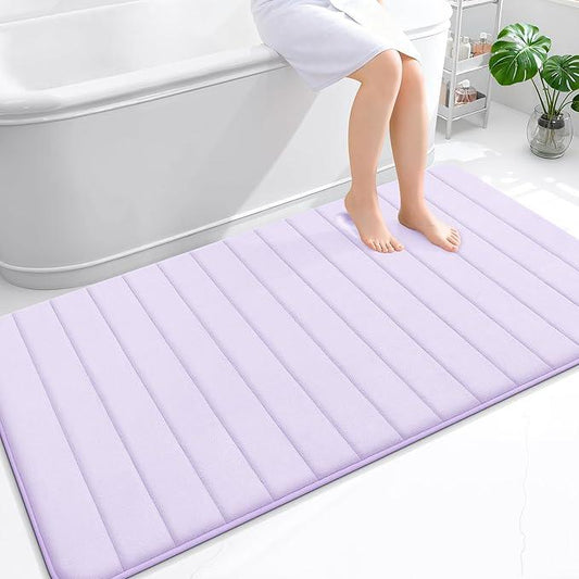 OLANLY Memory Foam Bath Mat 59x35, Super Soft Absorbent Bathroom Rugs, Quick Dry, Machine Washable Shower Floor Rugs, Bathmat Carpet, Bathroom Home Decor Accessories, Lavender - ModernBath