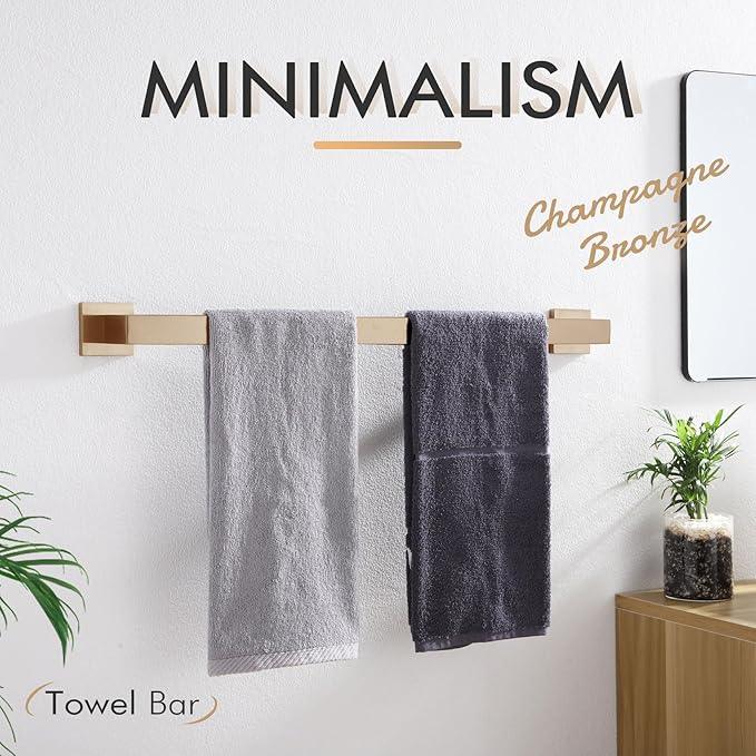 KOKOSIRI 20-Inch Towel Holder for Bathroom Kitchen Towel Bars Wall Mount SUS304 Stainless Steel Towel Rack, Champagne Bronze B4003CPG-L20 - ModernBath