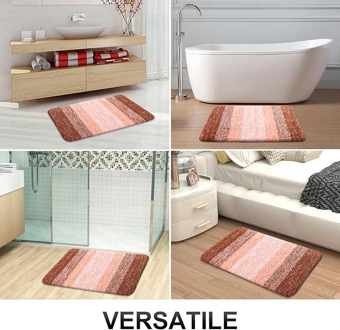 OLANLY Bathroom Rugs Mat 30x20, Extra Soft Absorbent Microfiber Bath Rugs, Rubber Backing, Quick Dry, Machine Washable Bath Mats for Bathroom Floor, Tub and Shower, Home Decor Accessories, Orange - ModernBath