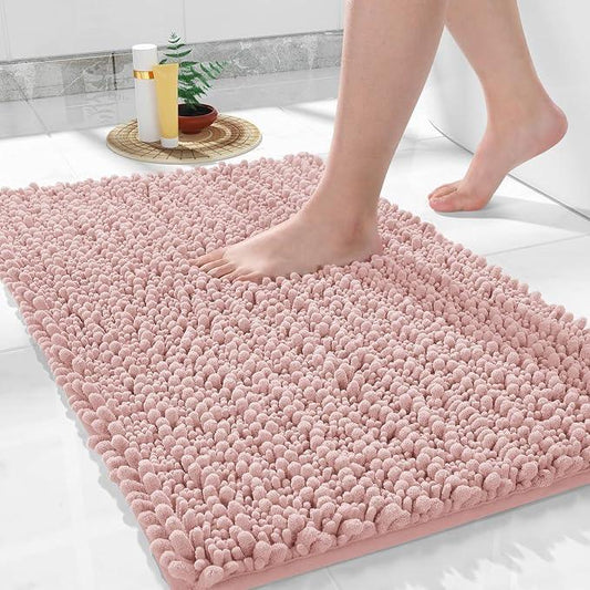 Yimobra Large Bathroom Rugs Non Slip Washable 36x24 Inch - Ultra Soft Absorbent Chenille Bath Mat, Quick Dry Shaggy Floor Carpet for Tub Shower, Light Pink Home Decor Accessories - ModernBath